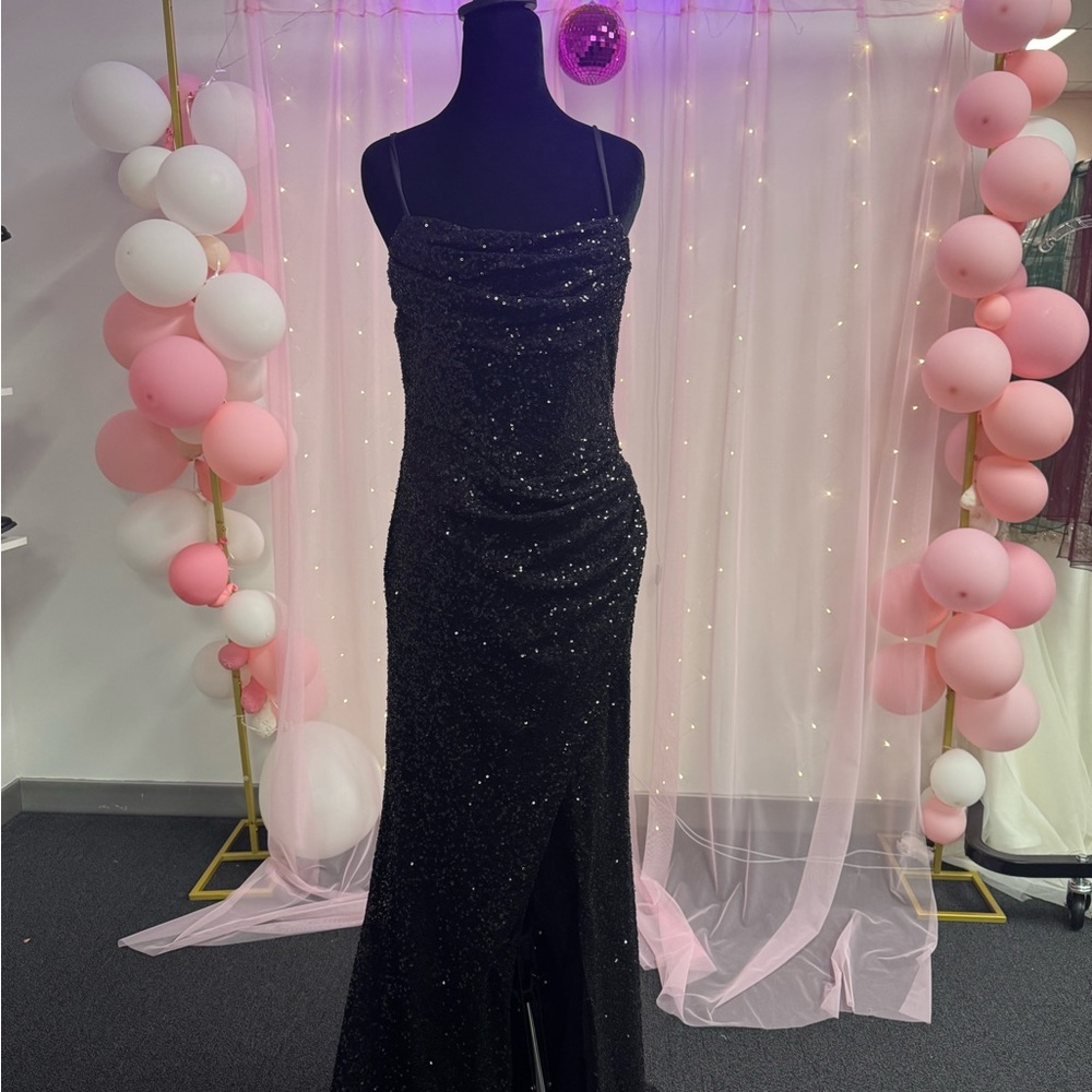 Elegant Black Sequin Evening Gown